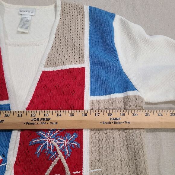 Koret Coastal Grandma Short Sleeve Sweater Patriotic Embroidered Beach Size L - Picture 6 of 12